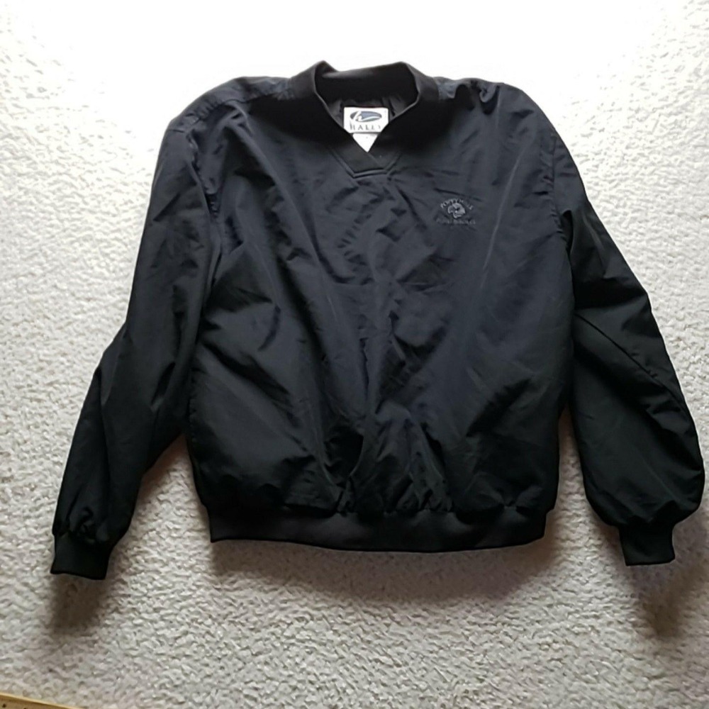 Haley Jacket Mens Medium Black Pullover Windbreaker Elastic Waist Golf Logo
